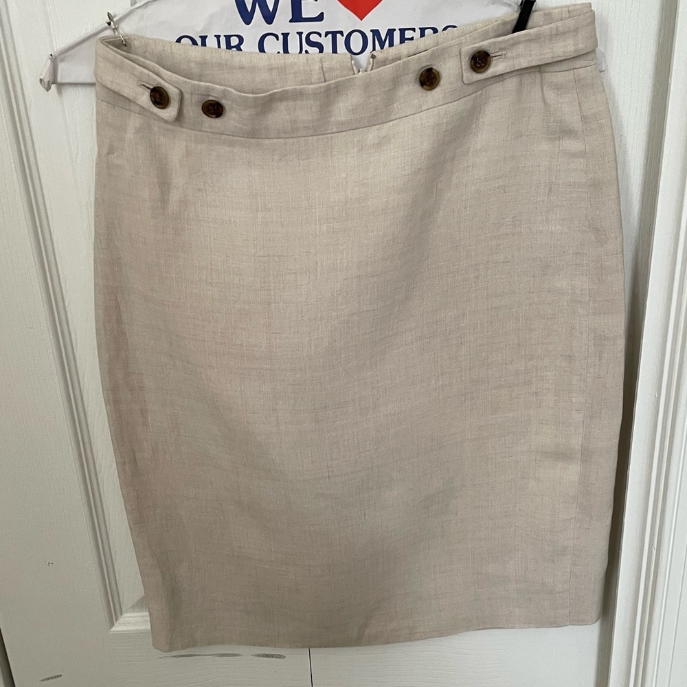 J. Crew Linen Natural Pencil Skirt